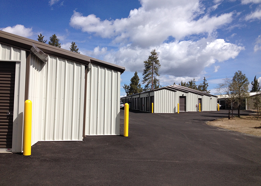 The sustainable metal siding used to construct the storage buildings